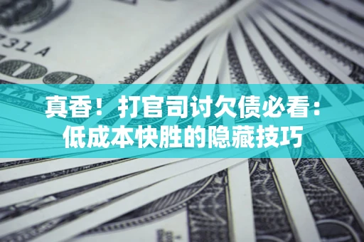 武汉真香！打官司讨欠债必看：低成本快胜的隐藏技巧